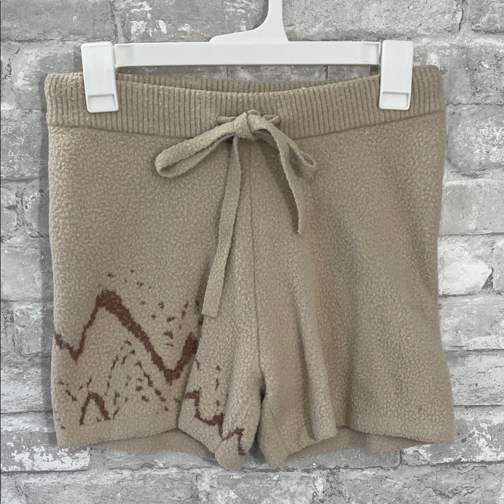 Snuggle Sac Taupe Knit Drawstring Loungewear Pajamas Shorts